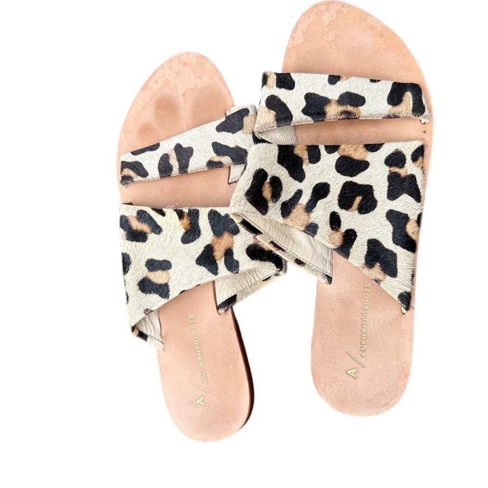Anthropologie Animal Print Sandals - Black and Tan size 40